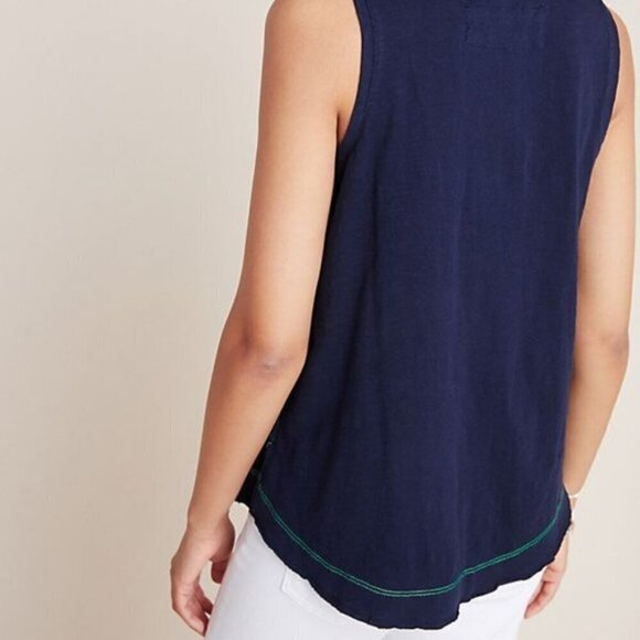 Anthropologie Navy Pocket Tank Top Size S - Picture 4 of 10